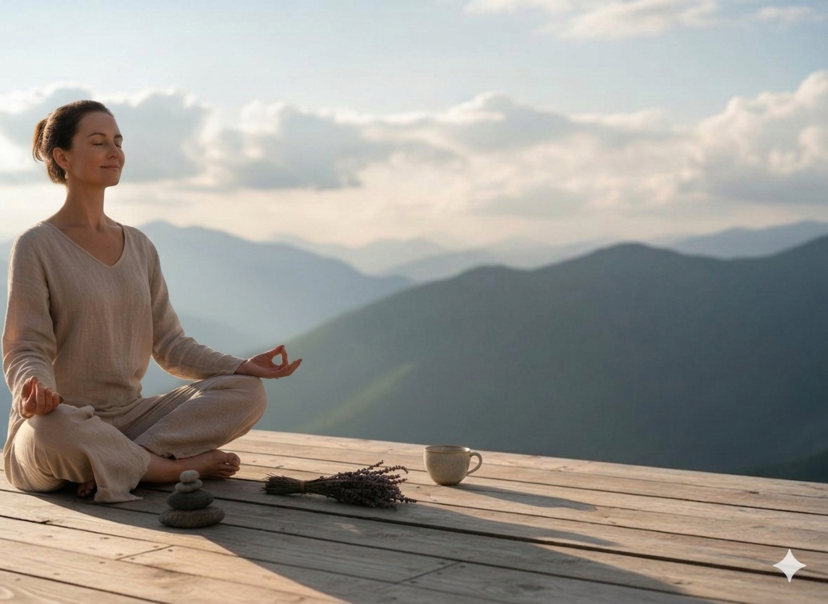 Séance de yoga face à l'Atlas